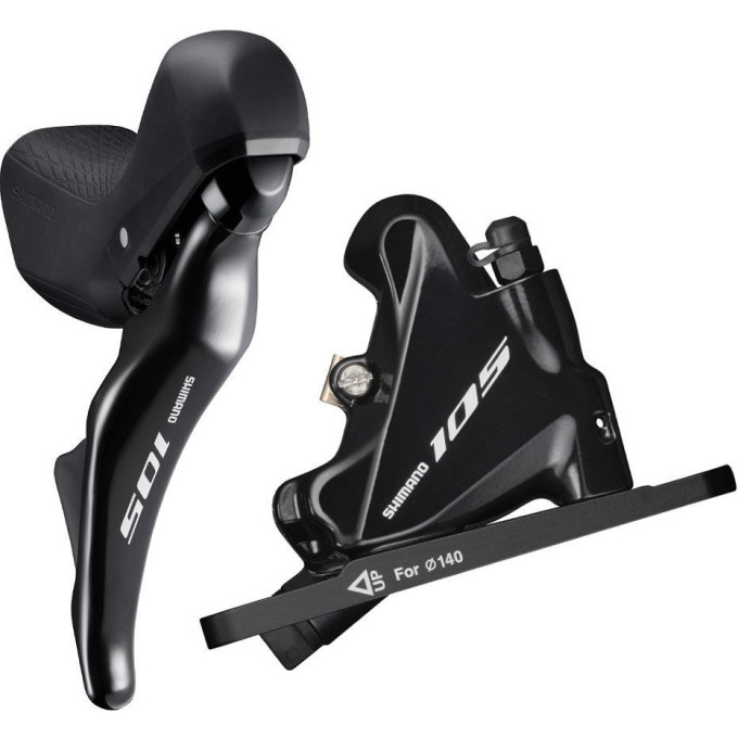 Шифтер/Тормозная ручка SHIMANO 105, ST-R7025 левый,BR-R7070, 2 скорости, J-KIT, под дисковый тормоз 140 мм, полимерный IR7025DLF4SC100A